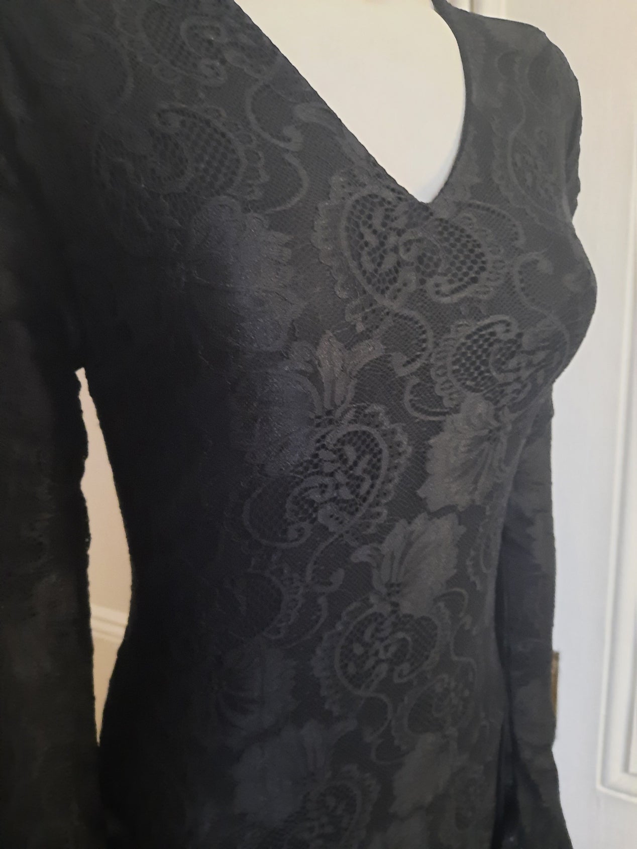 Matte black lace gothic sexy Morticia Addams Inspired Deluxe gown
