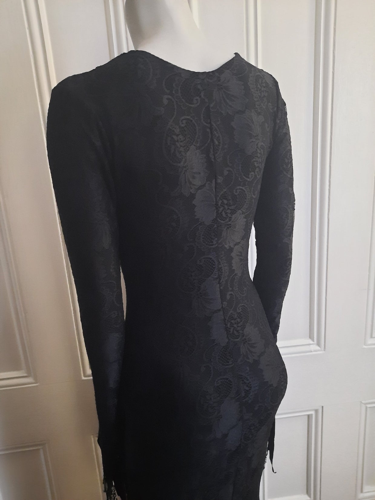 Matte black lace gothic sexy Morticia Addams Inspired Deluxe gown