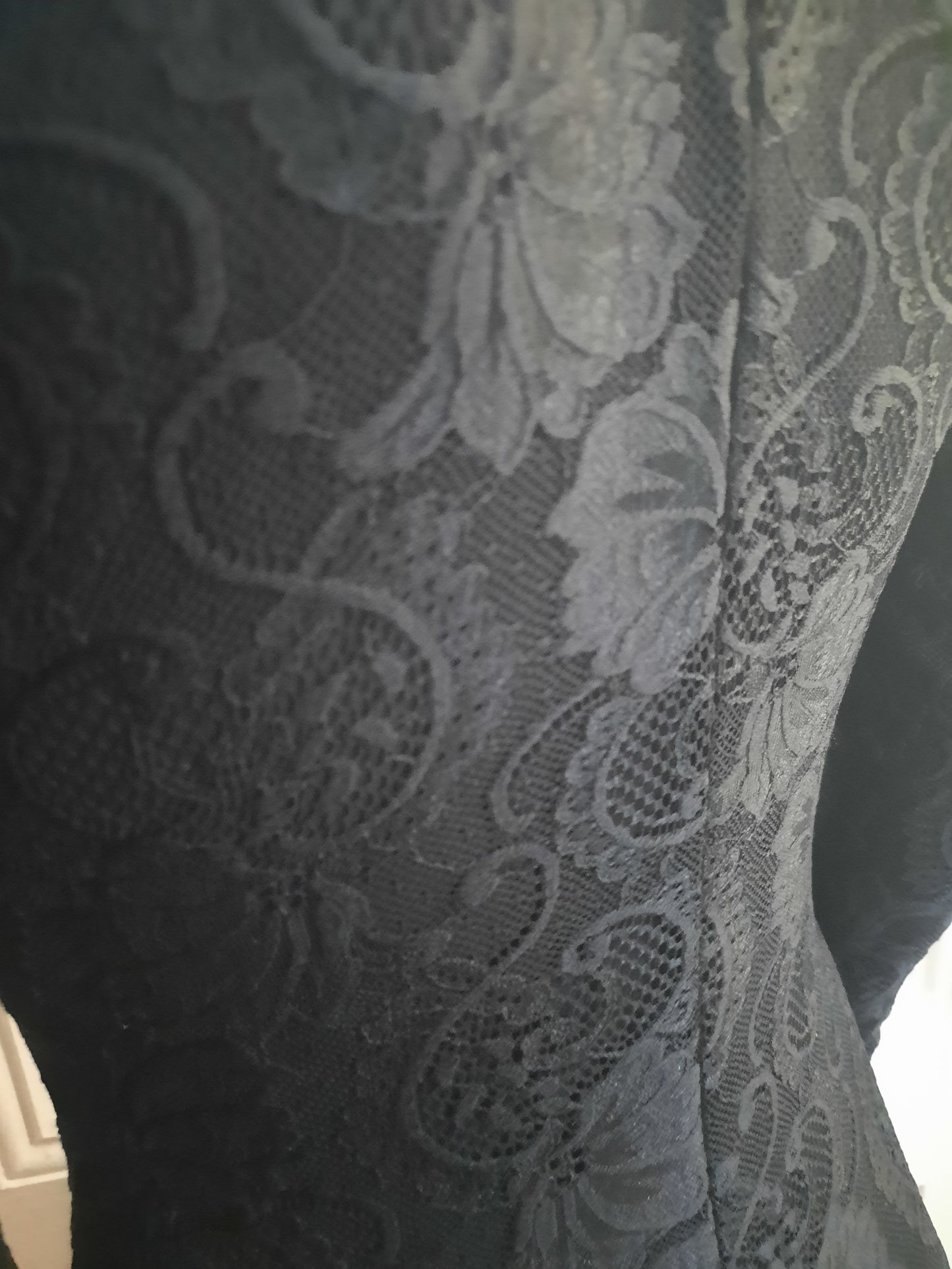 Matte black lace gothic sexy Morticia Addams Inspired Deluxe gown