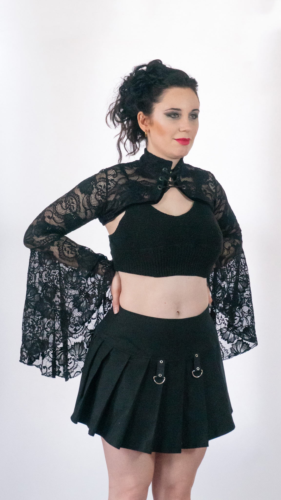 Shadow Sleeves Sheer Black lace Shrug Big sleeve Witch Topper