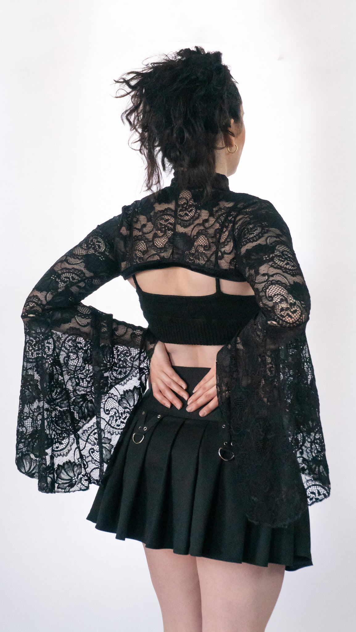 Shadow Sleeves Sheer Black lace Shrug Big sleeve Witch Topper