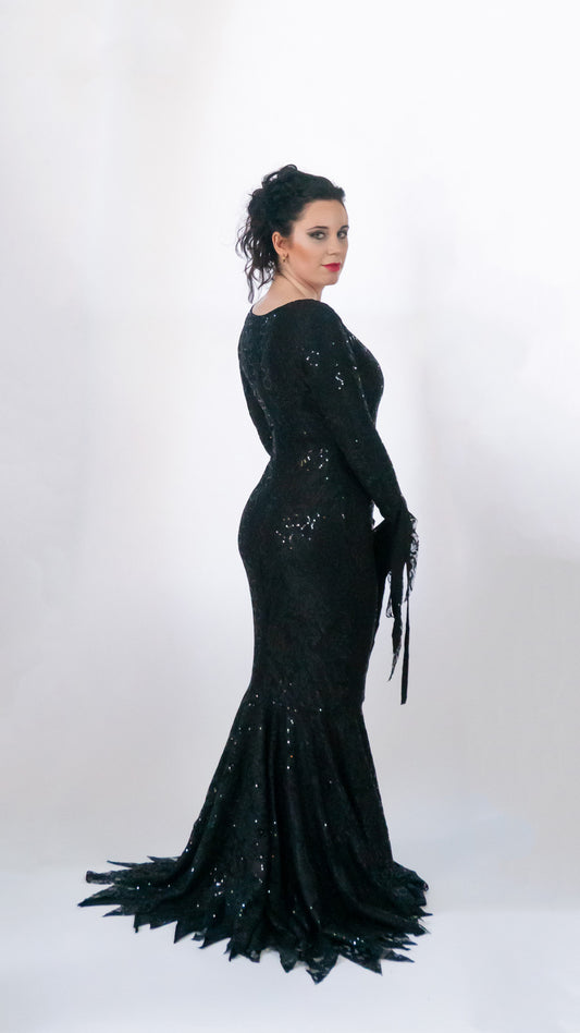 Angelica Gothic Goddess Sexy Deluxe Sequin Lace Costume Gown