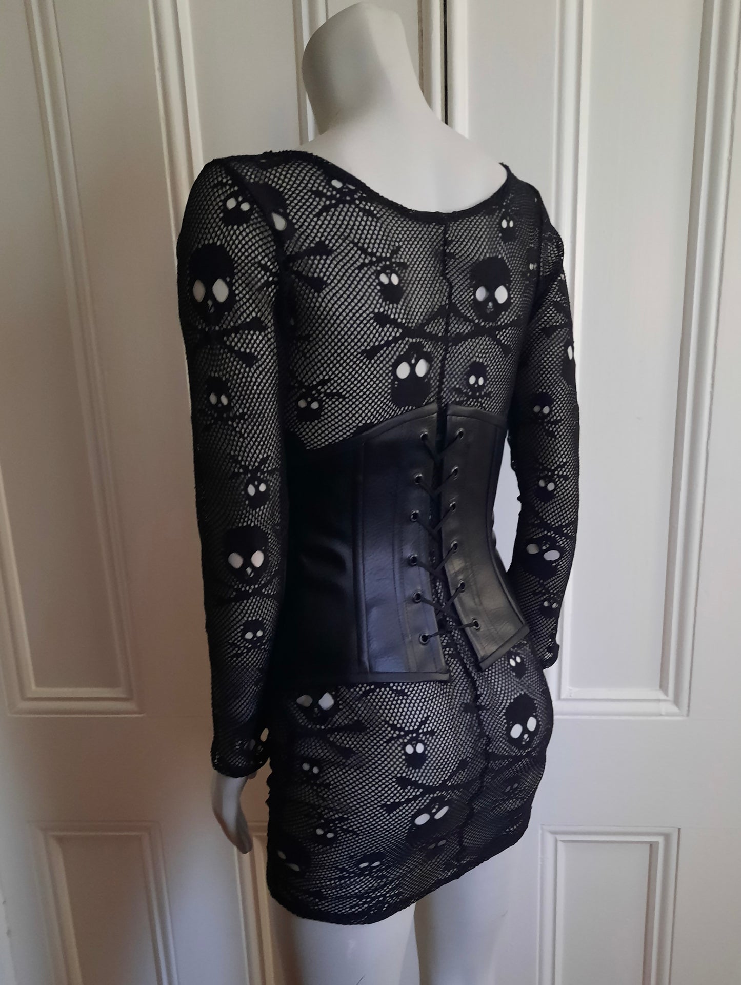 Black Vinyl Underbust corset hand set steel boned waist cincher