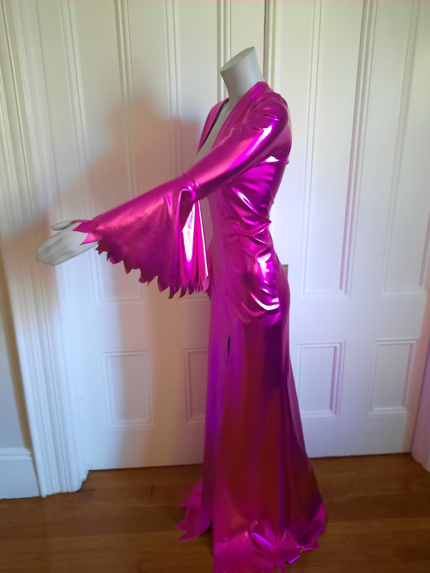 Gothic Witch Hot Pink Vampire Gown with Slit Customizable