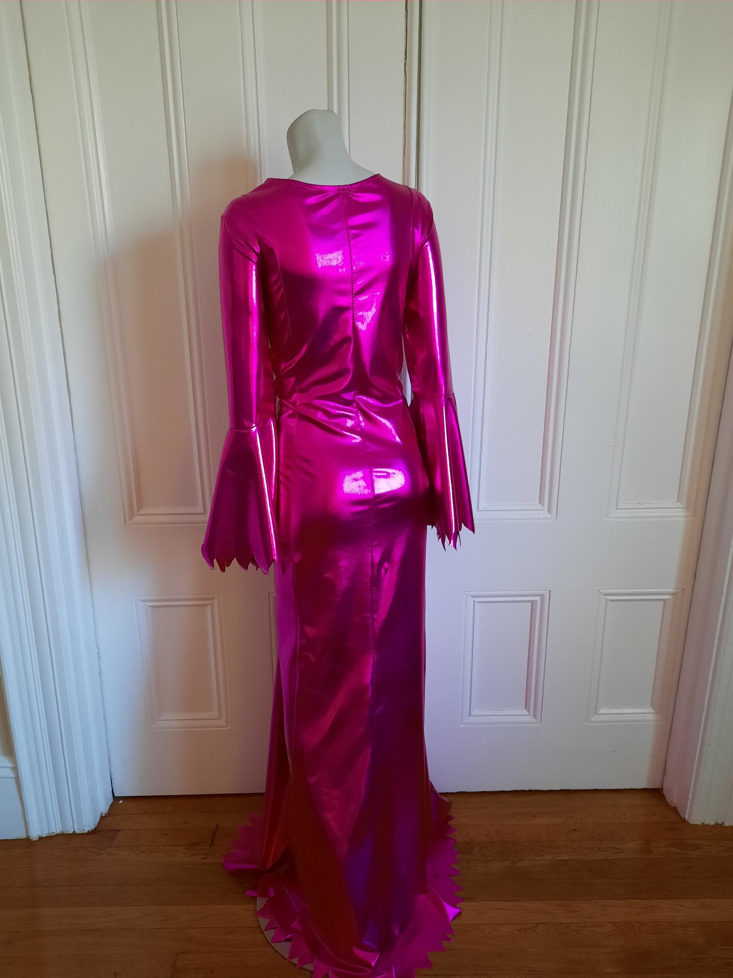 Gothic Witch Hot Pink Vampire Gown with Slit Customizable