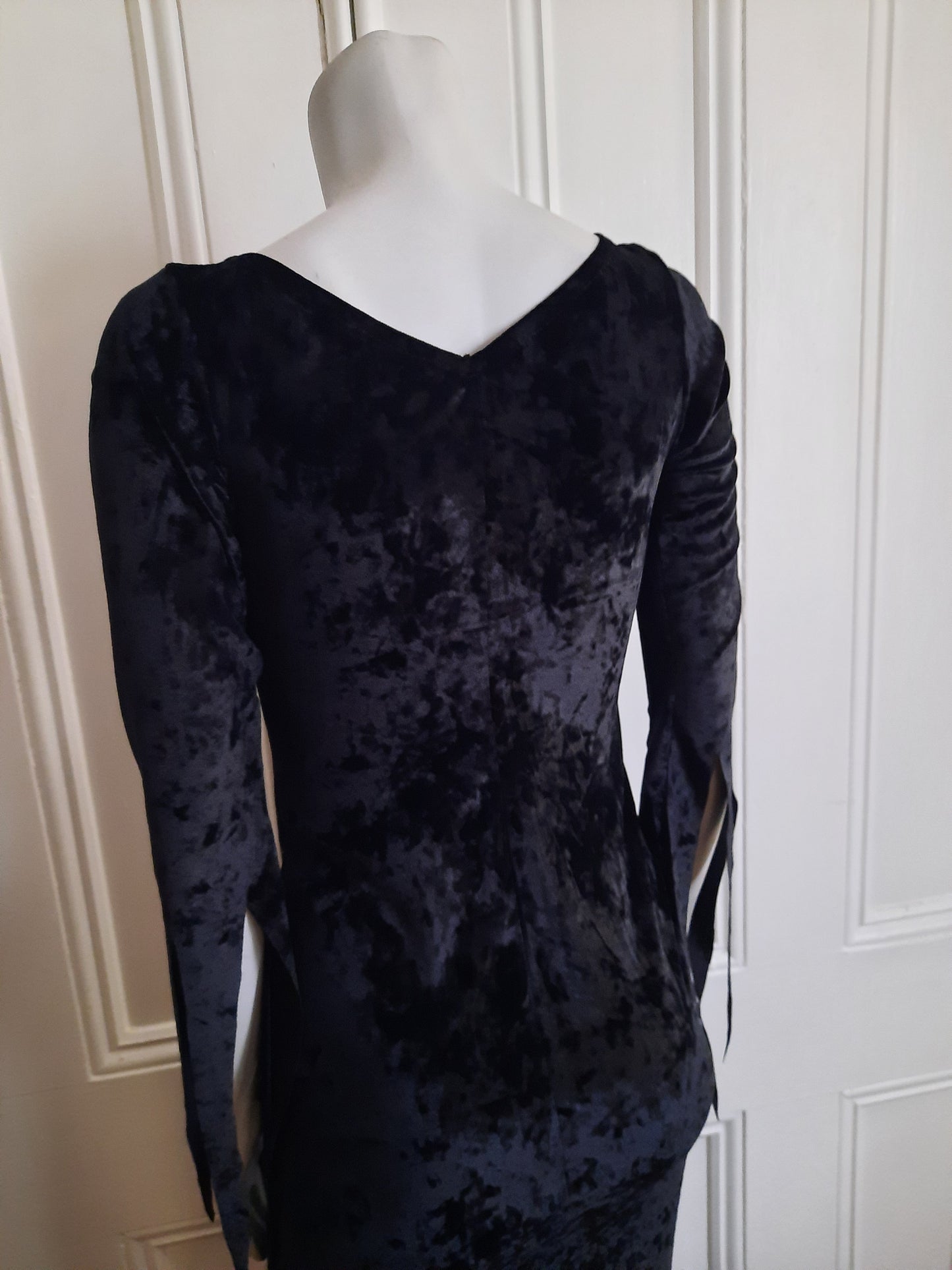 Vampire Half Sleeve black velvet dress with slit