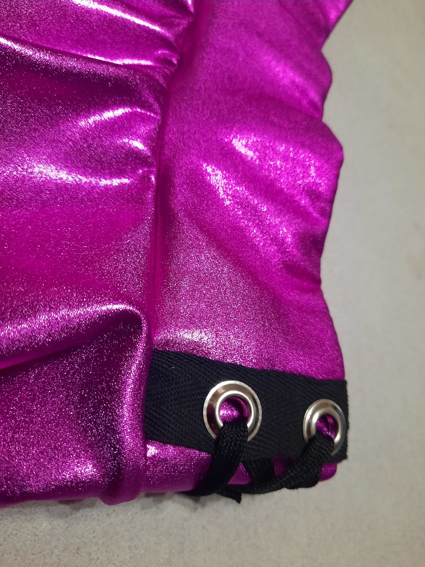 Hot Pink Metallic Circle Mini Skater Skirt with Corset Detail - Y2K Cyber Rave Dance Costume